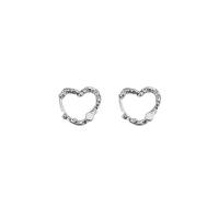 Brass Huggie Hoop Earring, Copper Alloy, Heart, platinum plated, fashion jewelry & for woman [