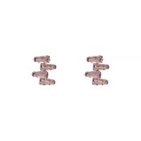 Cubic Zirconia Micro Pave Brass Earring, Copper Alloy, real gold plated, fashion jewelry & micro pave cubic zirconia & for woman, purple [