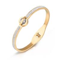 Stainless Steel Bangle, 316L Stainless Steel, plated, fashion jewelry & micro pave cubic zirconia 11mm, Inner Approx 58mm [