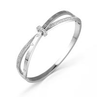 Stainless Steel Bangle, 316L Stainless Steel, plated, fashion jewelry & micro pave cubic zirconia 10mm, Inner Approx 58mm 