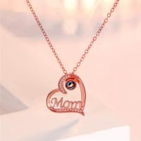 Rhinestone Brass Necklace, with 6CM extender chain, Heart, plated, fashion jewelry & for woman & with rhinestone Approx 48 cm 
