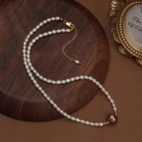 Natural Freshwater Pearl Necklace, with 5cm extender chain, 18K gold plated, fashion jewelry & for woman, white Approx 41 cm 