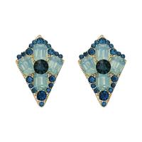 Zinc Alloy Rhinestone Stud Earring, fashion jewelry & for woman & with rhinestone, blue [