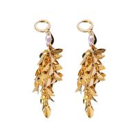 Rhinestone Brass Drop Earring, real gold plated, fashion jewelry & for woman & with rhinestone, golden [