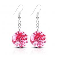 Glass Zinc Alloy Earring, with Dried Flower & Zinc Alloy, fashion jewelry & for woman 48mm 
