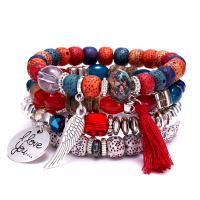 Gemstone Bracelets, Zinc Alloy, with Polyester Yarns & Gemstone, 4 pieces & fashion jewelry cm 
