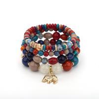 Acrylic Bracelets, with Glass Beads & Zinc Alloy, handmade, 4 pieces & fashion jewelry & for woman cm 
