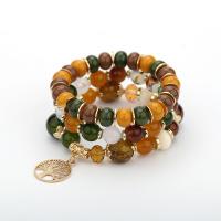 Acrylic Bracelets, with Glass Beads & Zinc Alloy, handmade, 4 pieces & fashion jewelry & for woman cm [