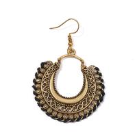 Zinc Alloy Drop Earring, with Cotton Thread, gold color plated, fashion jewelry & for woman 