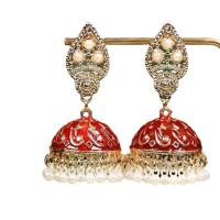 Zinc Alloy Drop Earring, with Plastic Pearl, gold color plated, fashion jewelry & for woman & enamel 