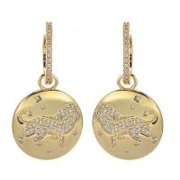 Cubic Zirconia Micro Pave Brass Earring, Flat Round, plated, fashion jewelry & micro pave cubic zirconia & for woman 