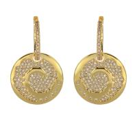 Cubic Zirconia Micro Pave Brass Earring, Flat Round, plated, fashion jewelry & micro pave cubic zirconia & for woman [