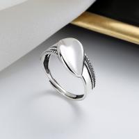 Sterling Silver Finger Ring, 925 Sterling Silver, Leaf, Antique finish, fashion jewelry & for woman, 10mm 