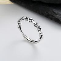 Sterling Silver Finger Ring, 925 Sterling Silver, Antique finish, fashion jewelry & for woman, 4mm 