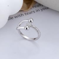 Sterling Silver Finger Ring, 925 Sterling Silver, fashion jewelry & for woman & with rhinestone, 14mm 