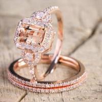 Anillo de dedo de aleación de Zinc, chapado en color rosa dorada, Joyería & diverso tamaño para la opción & para mujer & con diamantes de imitación, Vendido por UD