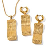 Fashion Stainless Steel Jewelry Sets, 304 Stainless Steel, with 2.17inch extender chain, 18K gold plated, fashion jewelry & for woman, golden, 55.5mm,68.3*18.4mm Approx 17.91 Inch [