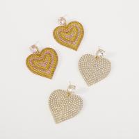Zinc Alloy Drop Earring, Heart, plated, fashion jewelry & for woman & with rhinestone 