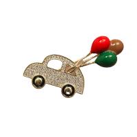 Cubic Zirconia Brooch, Brass, Car, gold color plated, fashion jewelry & micro pave cubic zirconia & for woman, mixed colors [