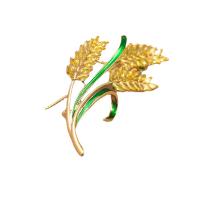 Cubic Zirconia Brooch, Brass, Wheat, gold color plated, fashion jewelry & micro pave cubic zirconia & for woman, mixed colors 