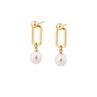 Brass Drop Earring, Copper Alloy, with Plastic Pearl, real gold plated, fashion jewelry & for woman [