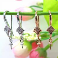 Brass Earring Drop Component, plated, DIY & micro pave cubic zirconia 25mm [