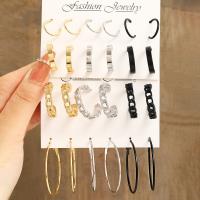 Zinc Alloy Stud Earring, plated, 6 pieces & fashion jewelry & for woman 
