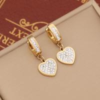 Stainless Steel Drop Earring, 304 Stainless Steel, gold color plated & for woman & with rhinestone 