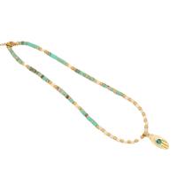 Gemstone Necklaces, 304 Stainless Steel, with Natural Stone & Crystal & Plastic Pearl & Brass, with 2inch extender chain, gold color plated & micro pave cubic zirconia & for woman Approx 15.7 Inch 