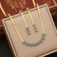 Enamel Stainless Steel Jewelry Sets, 304 Stainless Steel, Evil Eye, gold color plated & for woman [