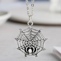 Zinc Alloy Necklace, Spider Web, antique silver color plated, Halloween Design & fashion jewelry & Unisex Approx 50 cm [