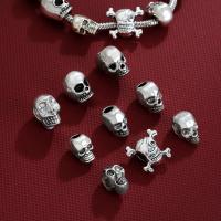 Zinc Alloy Beads, Skull, silver color plated, Halloween Design [