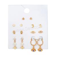 Zinc Alloy Drop Earring, with Plastic Pearl, gold color plated, 7 pieces & fashion jewelry & for woman & with rhinestone, Crystal Gold 