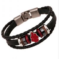Cowhide Bracelets, Full Grain Cowhide Leather, with Zinc Alloy, handmade, three layers & fashion jewelry & Unisex & enamel, brown, 10mm cm [