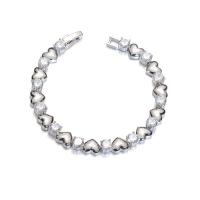 Cubic Zirconia Brass Bracelets, with Cubic Zirconia, Heart, platinum color plated, fashion jewelry & for woman, 7mm Approx 16.8 cm [