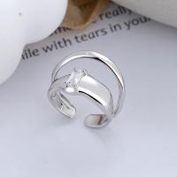 Цирконий Микро вымощает стерлингового серебра палец кольцо, 925 пробы, ювелирные изделия моды & инкрустированное микро кубического циркония & Женский, 14mm, продается PC