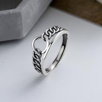 Sterling Silver Finger Ring, 925 Sterling Silver, Antique finish, fashion jewelry & for woman, 9mm 