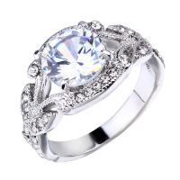 Anillo de dedo de aleación de Zinc, chapado, Joyería & diverso tamaño para la opción & para mujer & con diamantes de imitación, Vendido por UD
