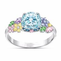 Rhinestone Zinc Alloy Finger Ring, fashion jewelry & for woman & with rhinestone, multi-colored 