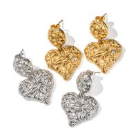 Stainless Steel Drop Earring, 304 Stainless Steel, Heart, Vacuum Ion Plating, fashion jewelry & micro pave cubic zirconia & for woman 