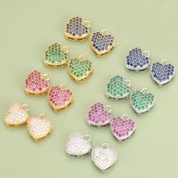 Cubique Pendentif en laiton zircon pavent, coeur, Placage, DIY & pavé de micro zircon, plus de couleurs à choisir Vendu par sac[