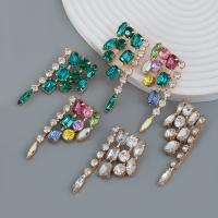 Boucle d'oreille de zinc alliage strass goutte, alliage de zinc, bijoux de mode & pour femme & avec strass, plus de couleurs à choisir Vendu par paire