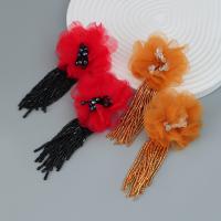 Fashion Fringe Earrings, Zinc Alloy, with Cloth & Glass, fashion jewelry & for woman 