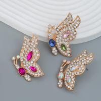 Zinc Alloy Rhinestone Stud Earring, Butterfly, fashion jewelry & for woman & with rhinestone 