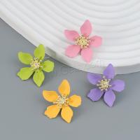 Zinc Alloy Stud Earring, Flower, painted, fashion jewelry & for woman [