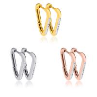 Stainless Steel Leverback Earring, 304 Stainless Steel, Triangle, Vacuum Ion Plating, fashion jewelry & for woman & with rhinestone [