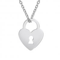 304 Stainless Steel Necklace, with 5cm extender chain, Lock, fashion jewelry & for woman, original color cm [