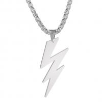 304 Stainless Steel Necklace, Lightning Symbol, polished, fashion jewelry & for man, original color cm [