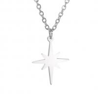 304 Stainless Steel Necklace, with 5cm extender chain, Eight Point Star, polished, fashion jewelry & for woman, original color cm [