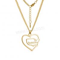 304 Stainless Steel Necklace, with 5cm extender chain, Heart, Vacuum Ion Plating, fashion jewelry & for woman & hollow cm 